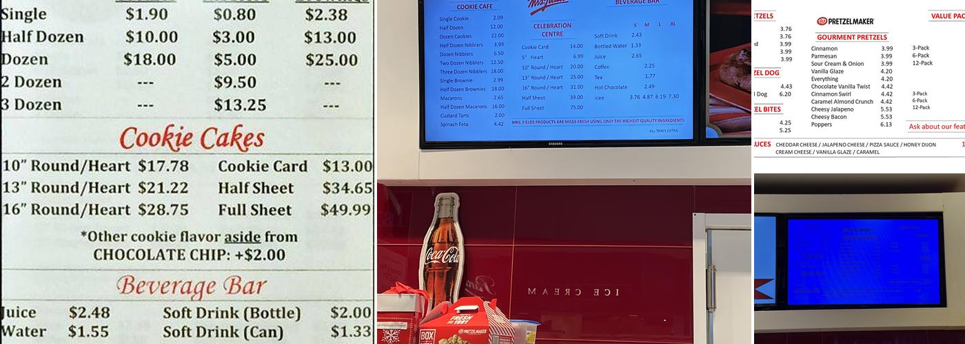 Mrs. Fields / Pretzelmaker Menu