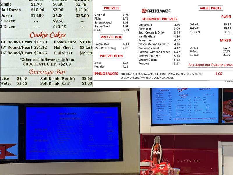 Mrs. Fields / Pretzelmaker Menu