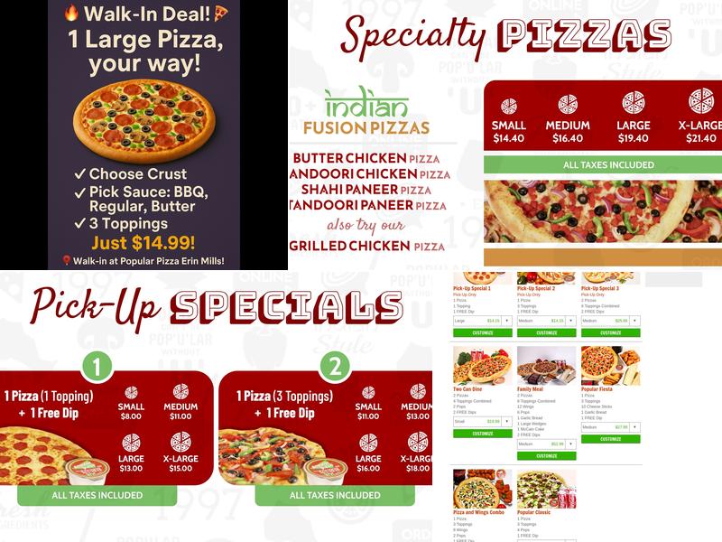 Popular Pizza Menu