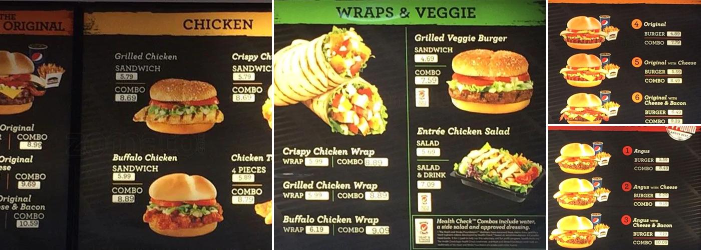 Harvey's Menu