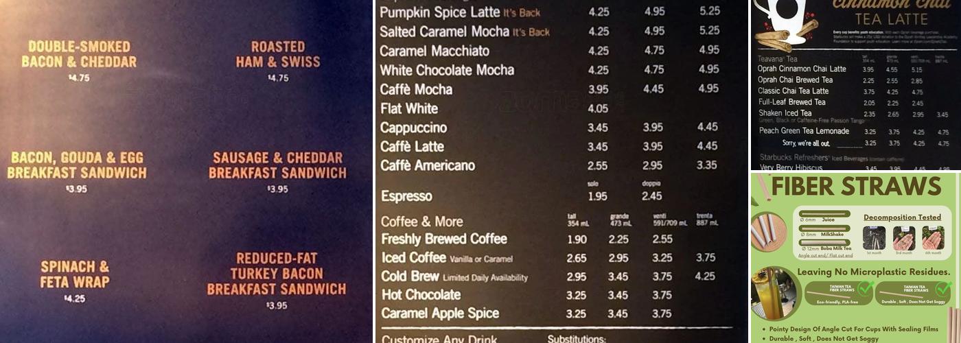 Starbucks Menu