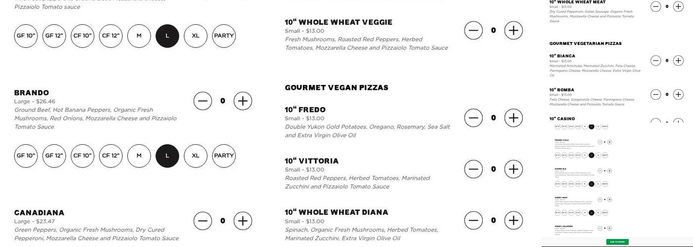 Pizzaiolo Menu