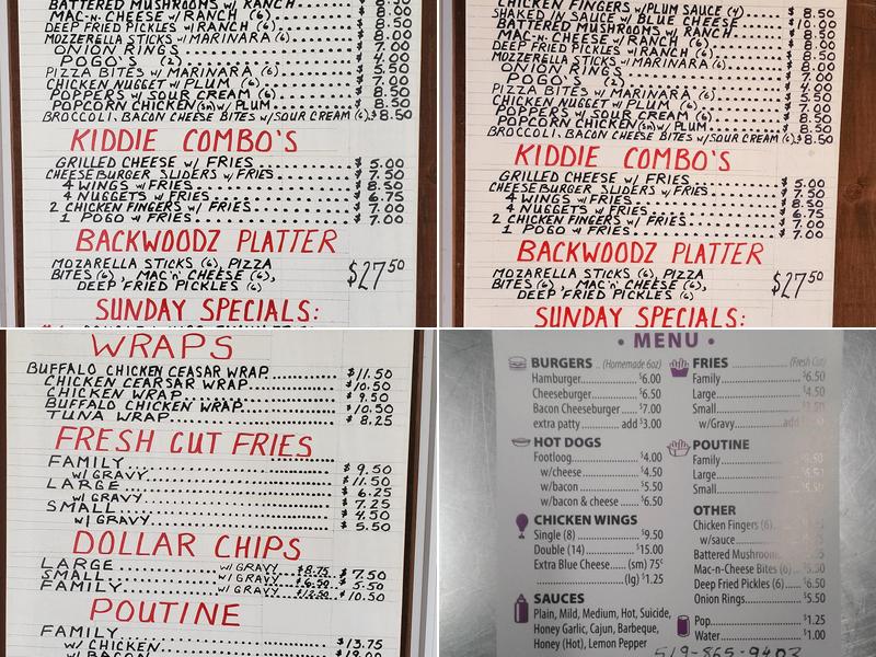 Backwoods Wings & Things Menu