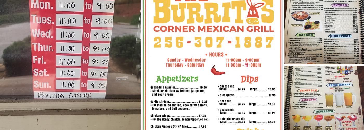 The Burritos Corner Menu