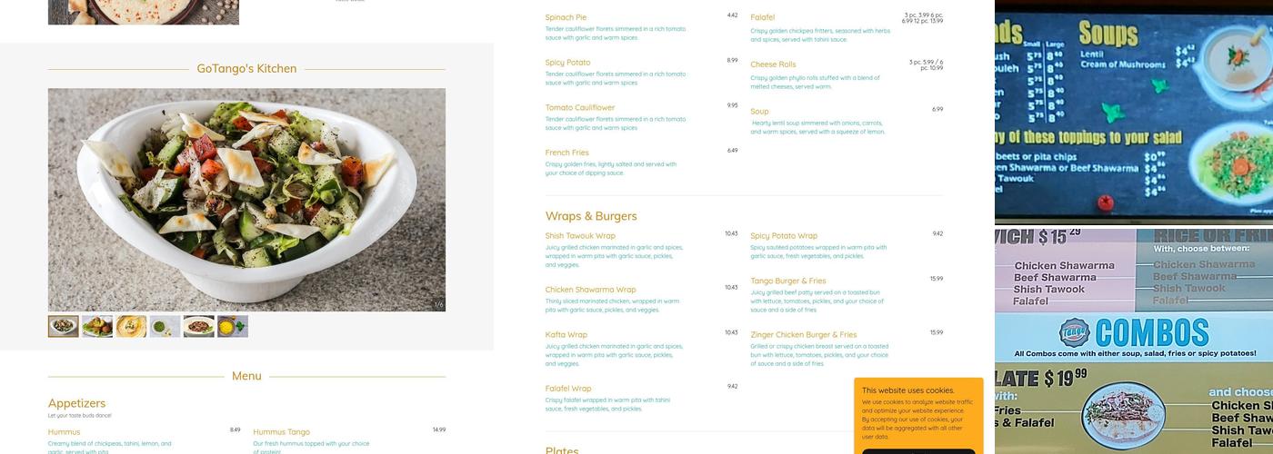 Go Tango Menu