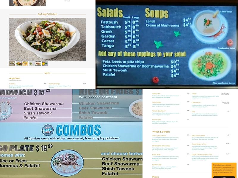 Go Tango Menu