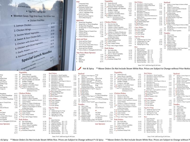 Eng's Chinese Restaurant Menu