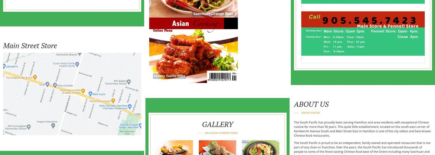 South Pacific Menu