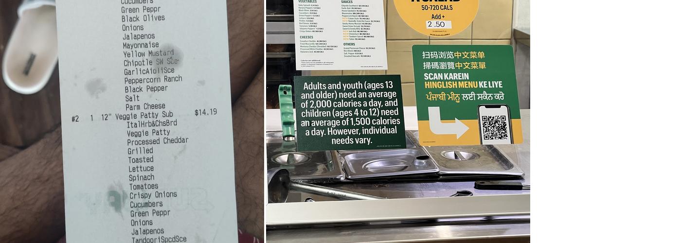 Subway Menu