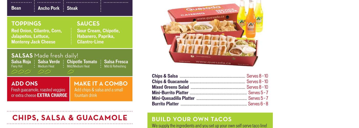 Quesada Burritos & Tacos Menu