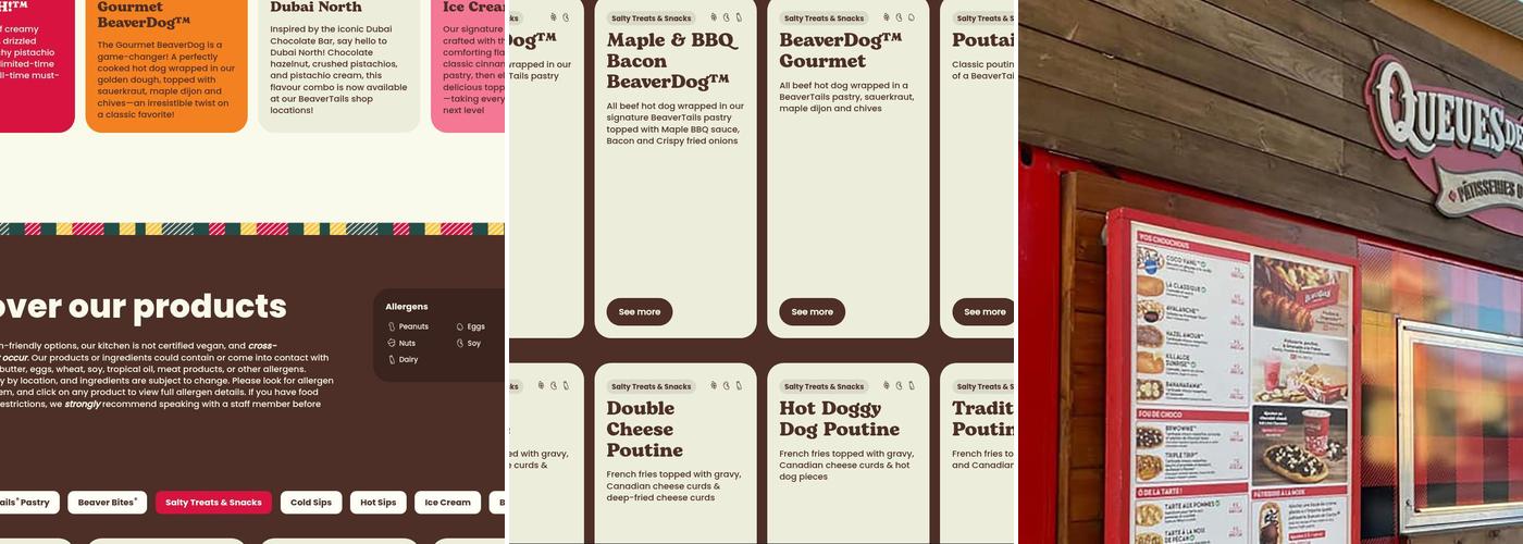 Queues de Castor Premium Outlets Montréal Menu