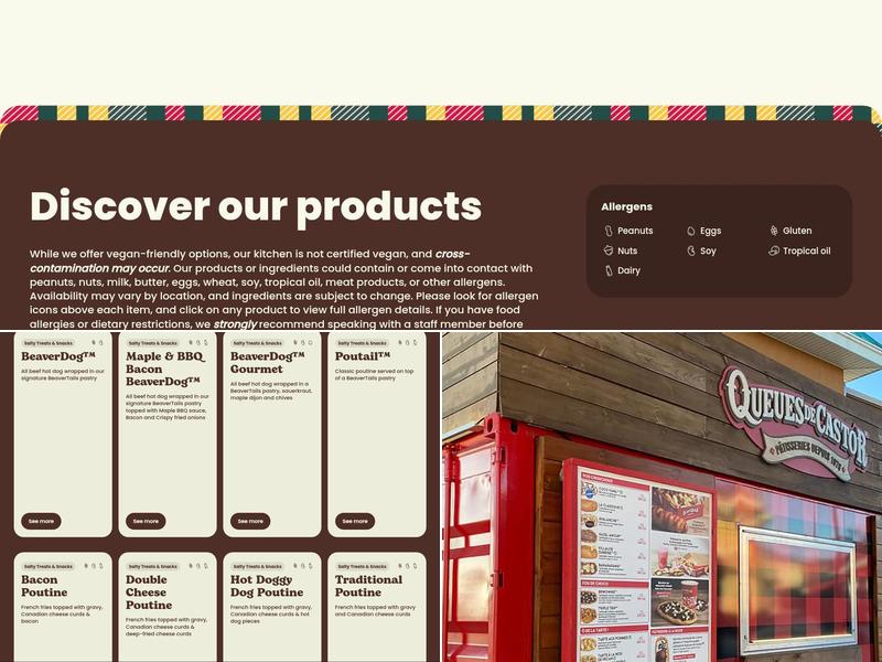 Queues de Castor Premium Outlets Montréal Menu