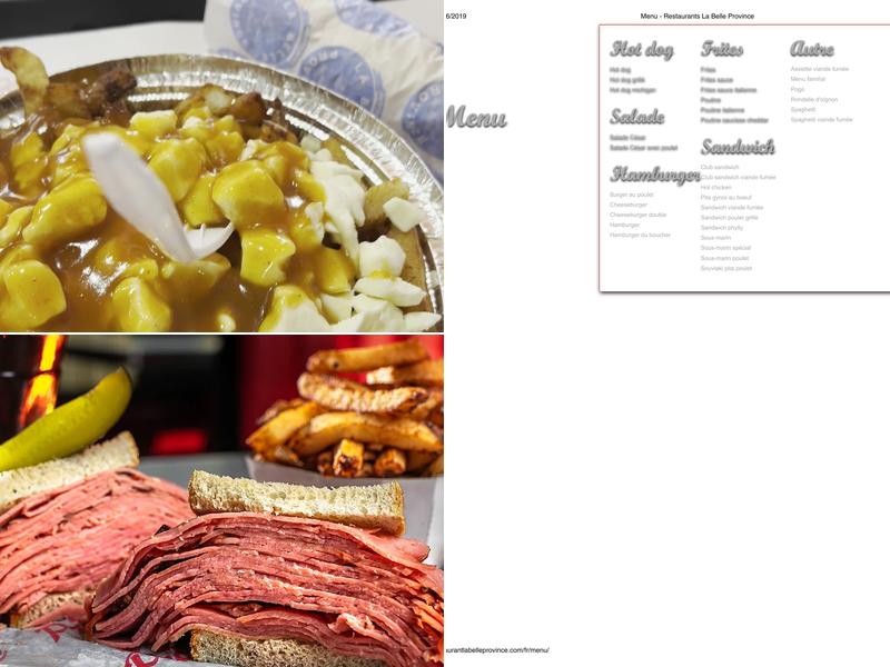 Restaurant La Belle Province Menu