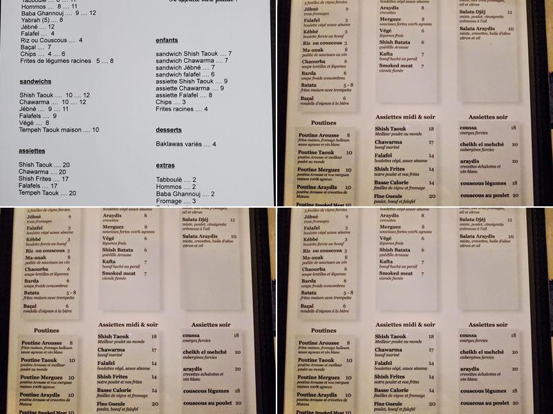 Arousse Menu