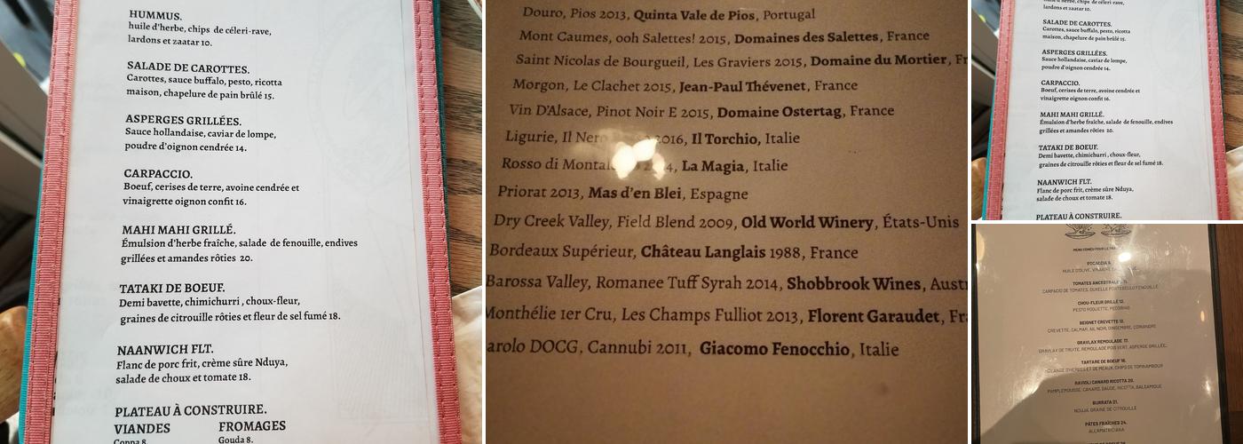 DEUX restaurant x bar à vin Menu