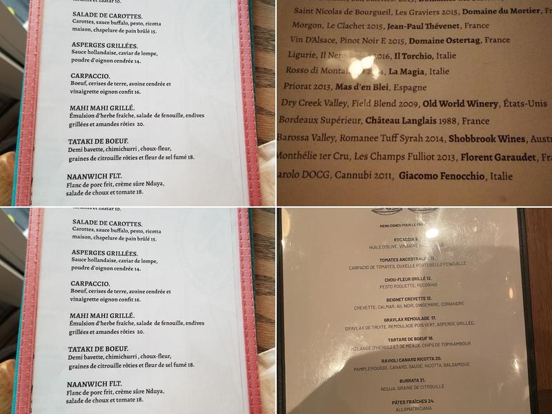 DEUX restaurant x bar à vin Menu