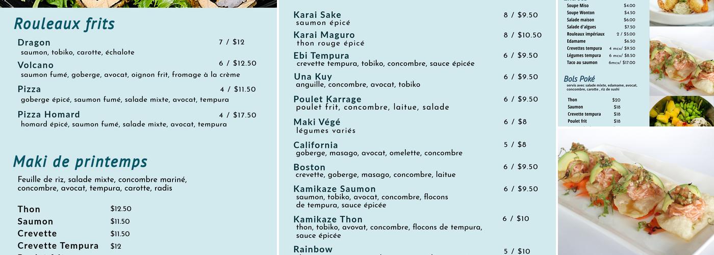 Omaki Sushi Menu
