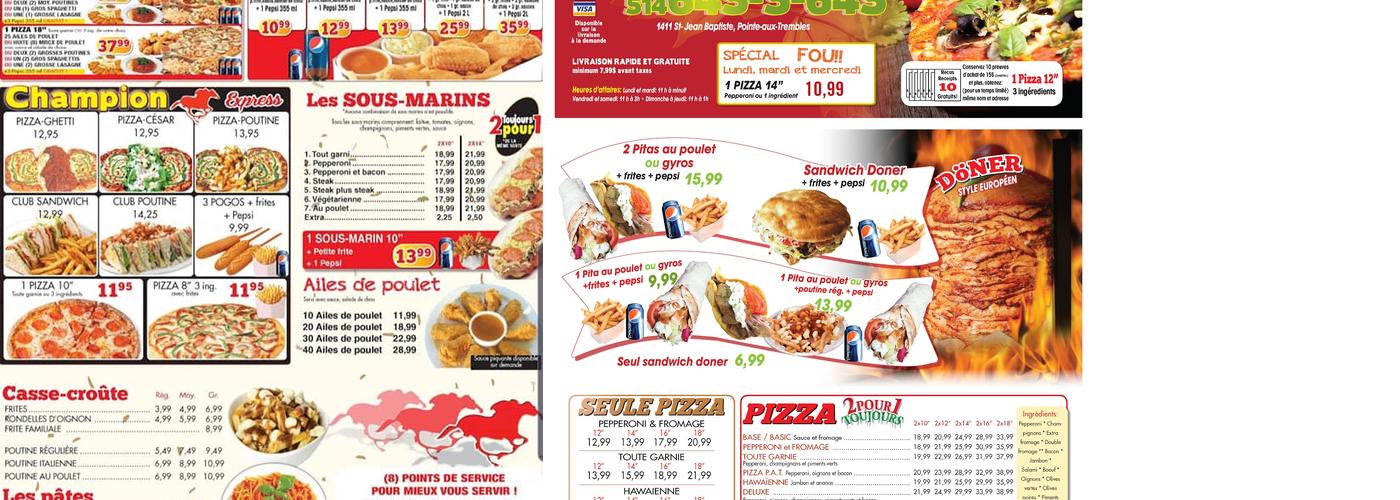 Champion Pizza Menu