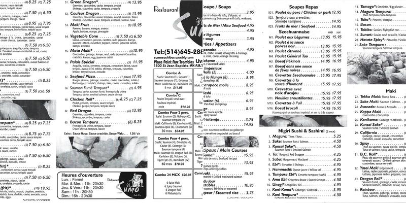 Restaurant Sumo Sushi Menu