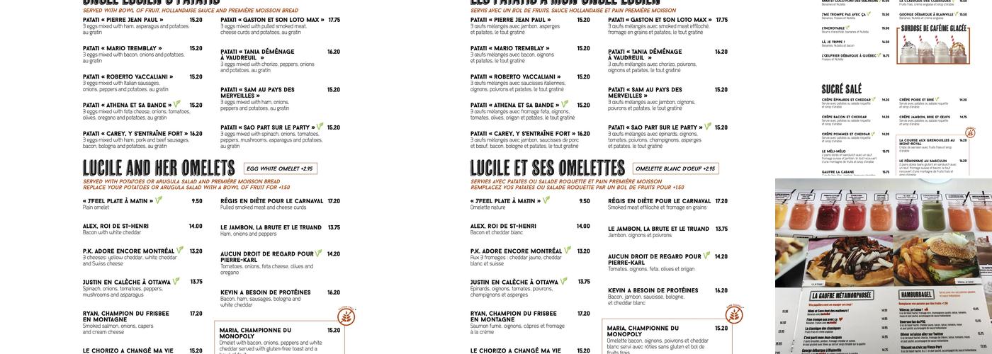 L'Oeufrier Varennes Menu
