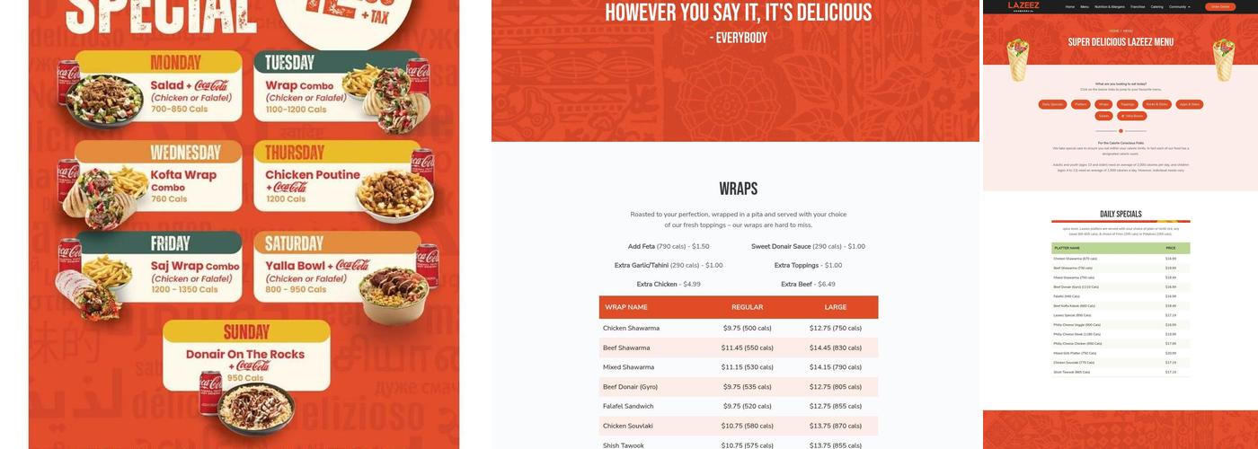 Lazeez Shawarma Menu