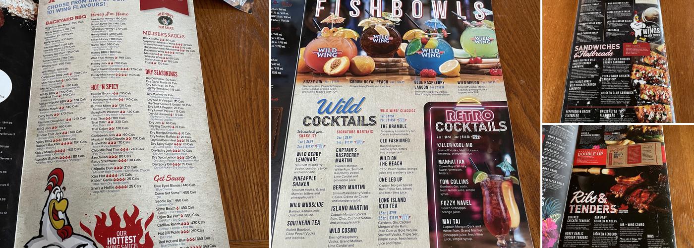 Wild Wing Menu