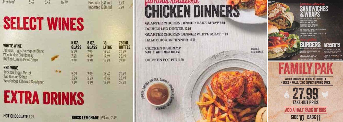 Swiss Chalet Menu