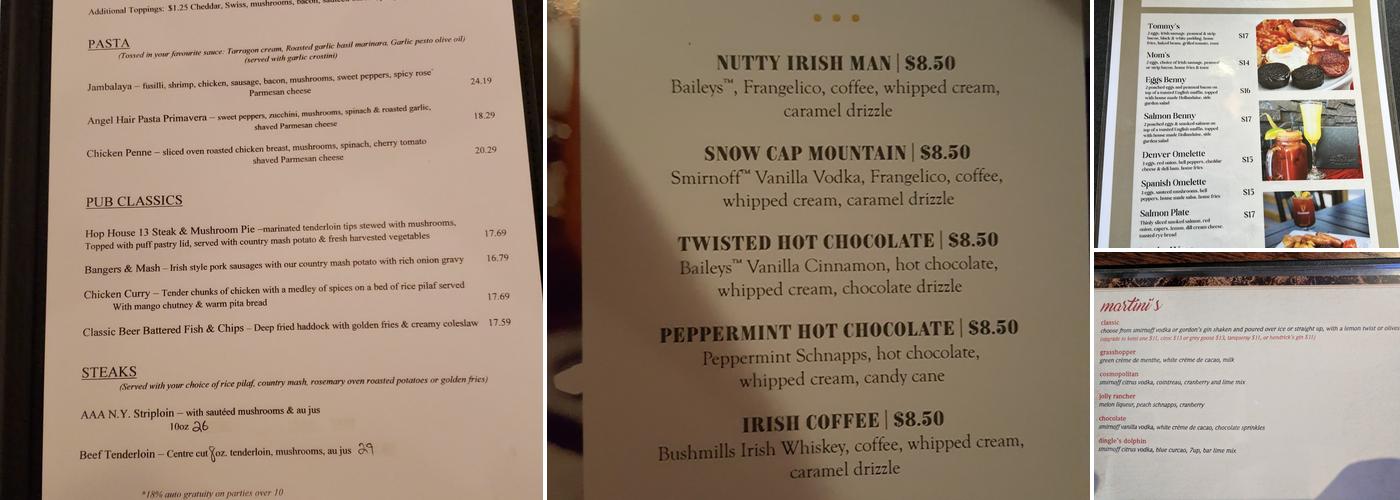 Brogue Irish Pub Menu