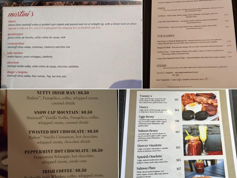 Brogue Irish Pub Menu