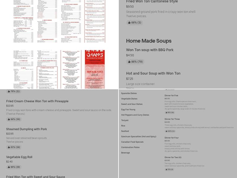 Chan's Chinese Restaurant Menu