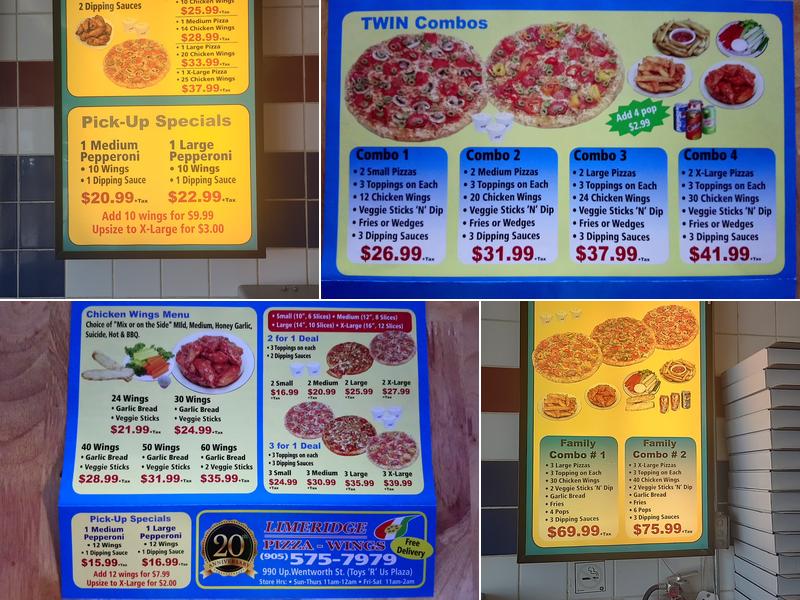 Limeridge Pizza & Wings Menu