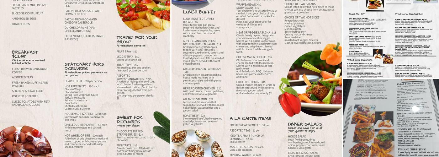 Kaley's Restaurant Menu