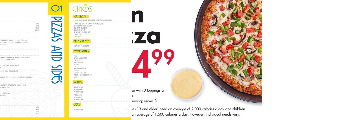 Gino's Pizza Menu