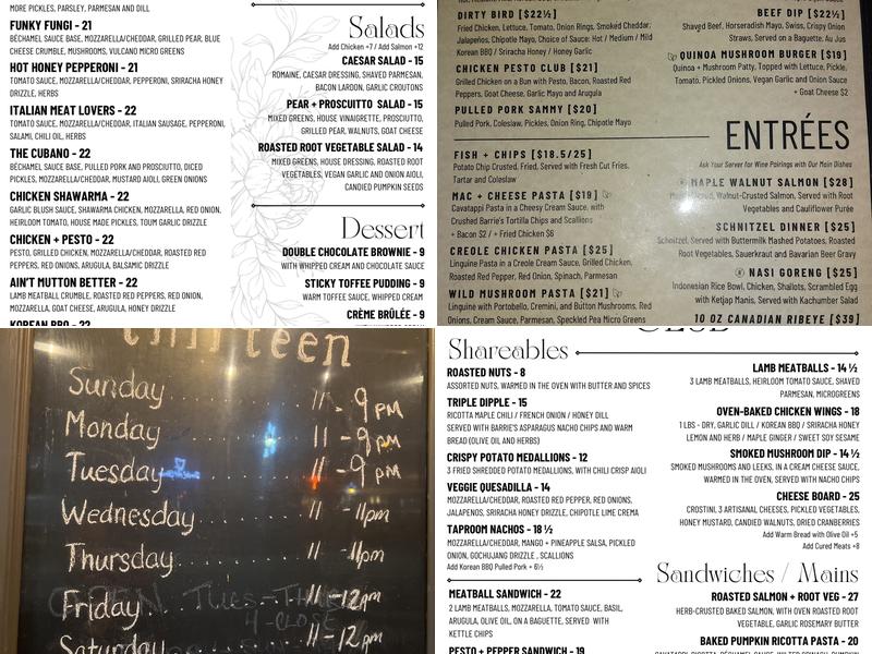 Thirteen Food & Beverage Menu
