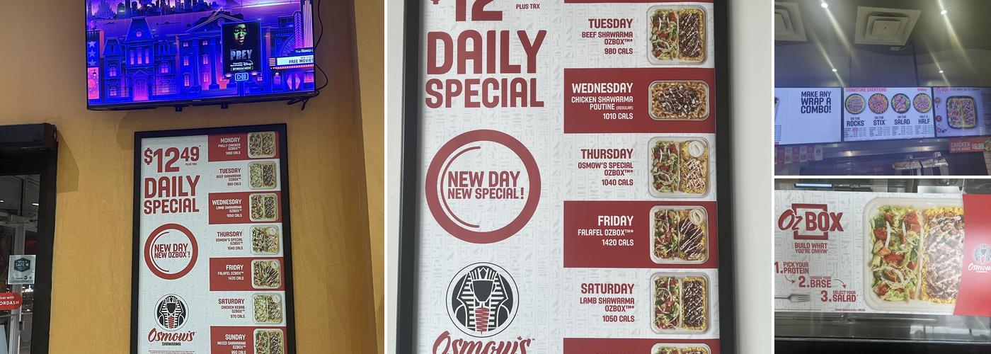 Osmow's Shawarma Menu