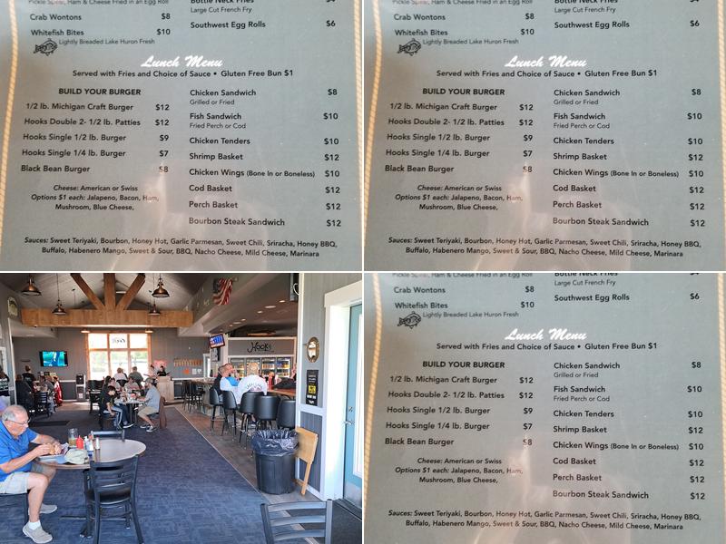 Hooks Waterfront Resort Menu