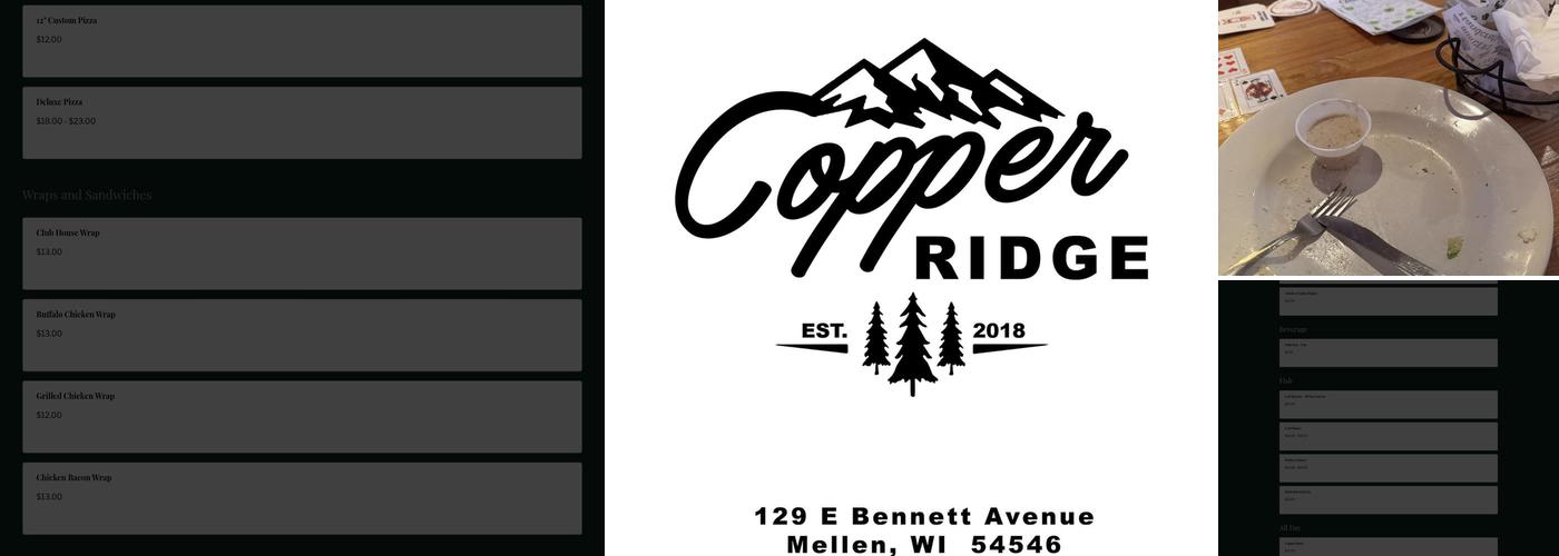 Copper Ridge Menu