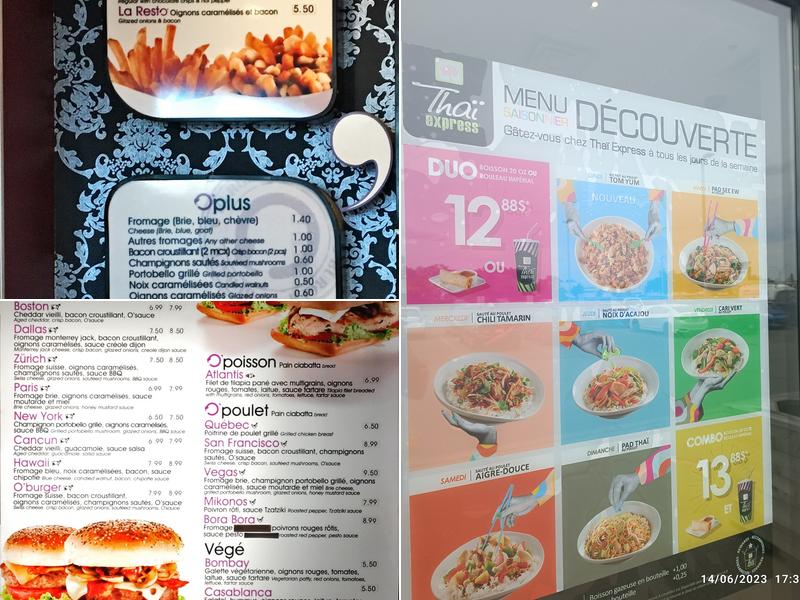 Thai Express Restaurant Laval Menu