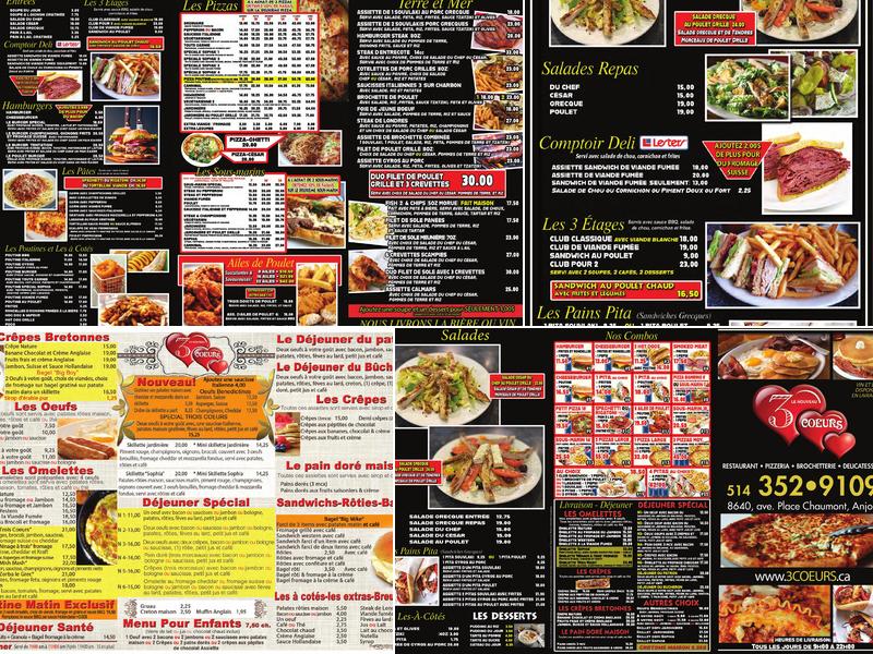 3 Coeurs Menu