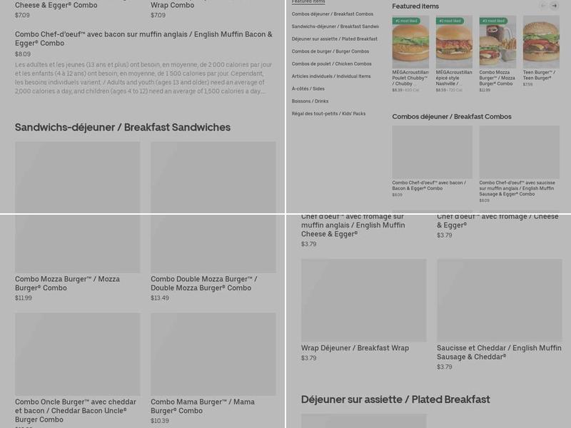 A&W Canada Menu