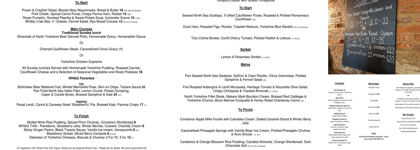 The White Horse & Griffin Menu