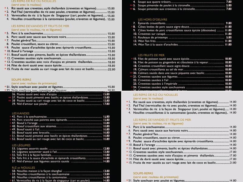 L'Authentique Szechuan Menu