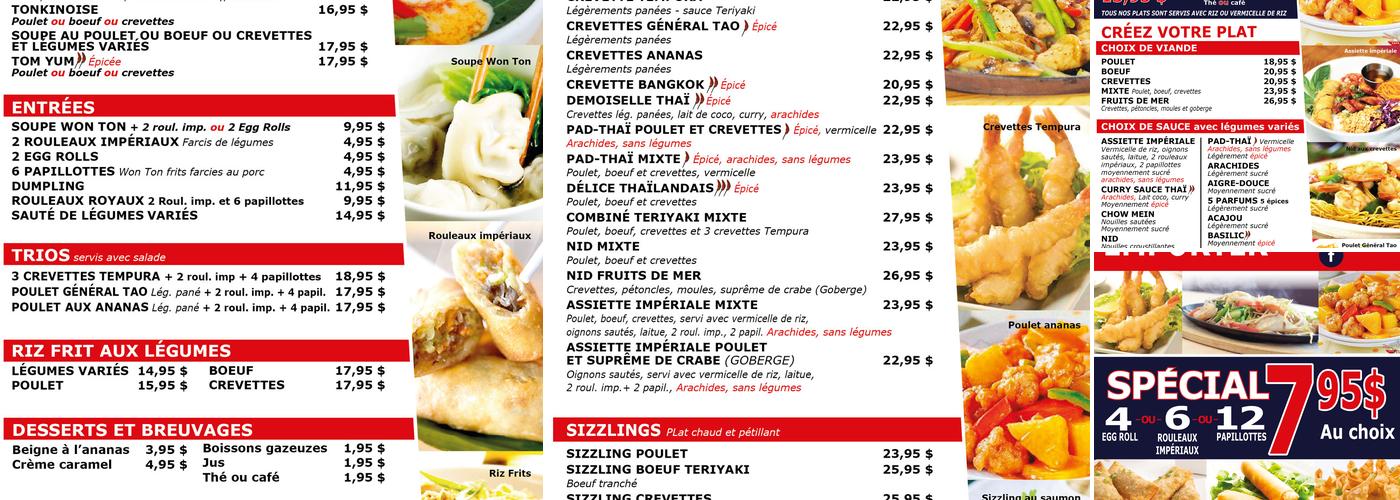 Restaurant Saveur Thaï Menu