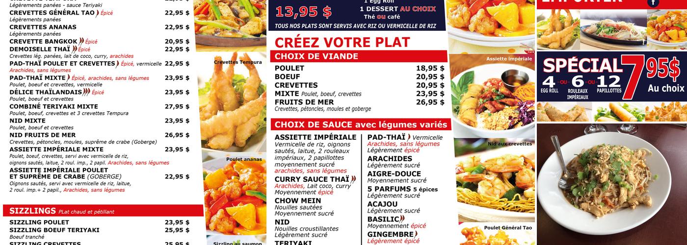 Restaurant Saveur Thaï Menu