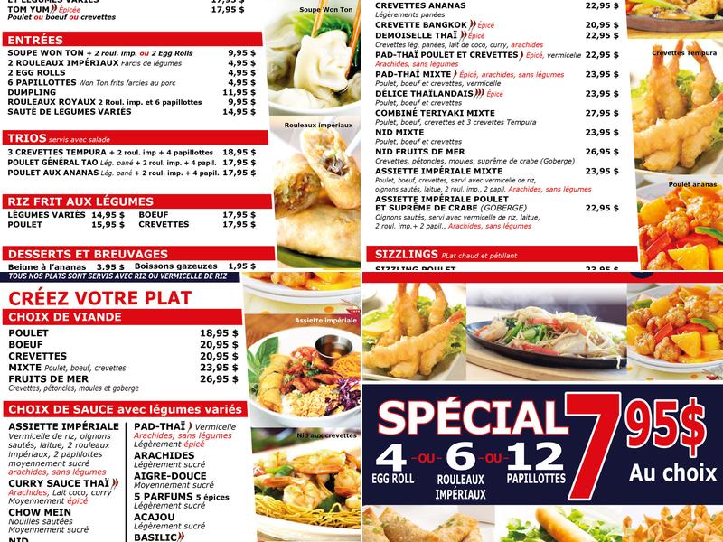 Restaurant Saveur Thaï Menu