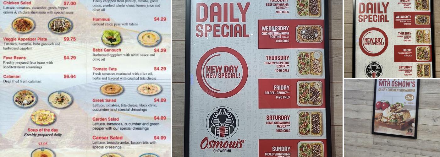 Osmow's Shawarma Menu