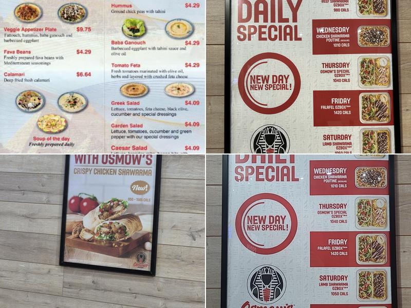 Osmow's Shawarma Menu