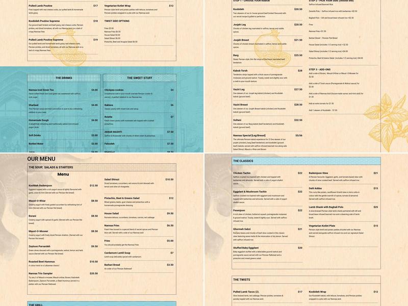 Nannaa Persian Eatery Menu
