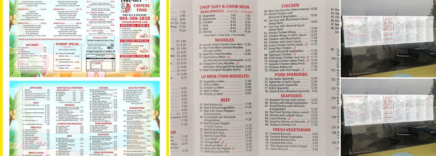 Lucky Chinese Food Takeout Menu