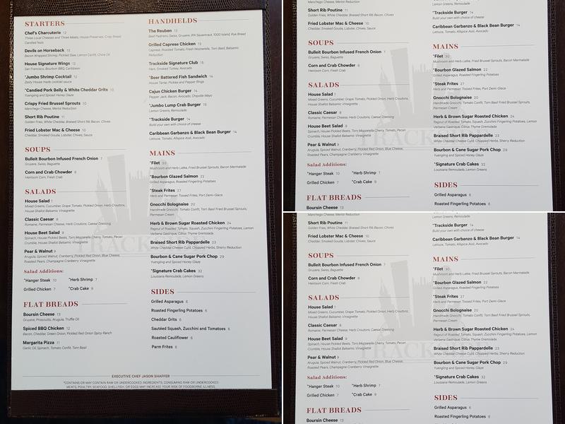 Trackside Restaurant | Sheraton Station Square Menu